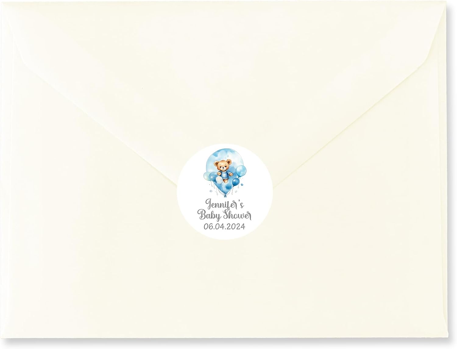 Baby Shower Stickers 1 inch Round, Pack of 63 Blue Bear Balloon Labels for Favor Bags and Boxes - BB36 - Image 3