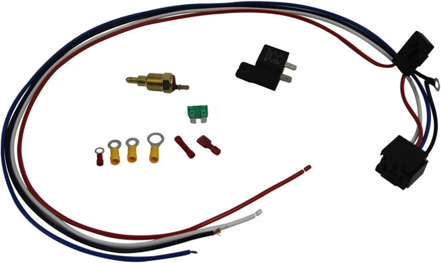 175-185 Degree Electric Cooling Fan Thermostat Kit Temperature Sensor 30 amp Temperature Relay Wiring Switch Accessories