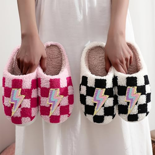 Image of Slippers for Women Men Fuzzy Memory Foam Slipper Fluffy Winter Soft Warm Slip On House Shoes