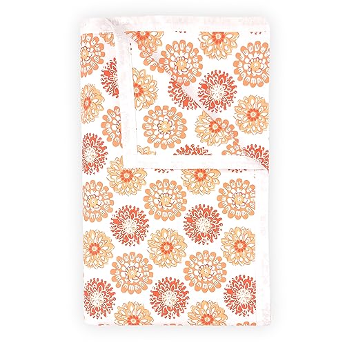 Divine Casa Floret 100% Cotton Double Dohar | 120 GSM | Soft & Lightweight Throw Blanket | Reversible Design | Cozy & Breathable Bedding | All-Season Comfort | 220 x 205 CM, Red Orange