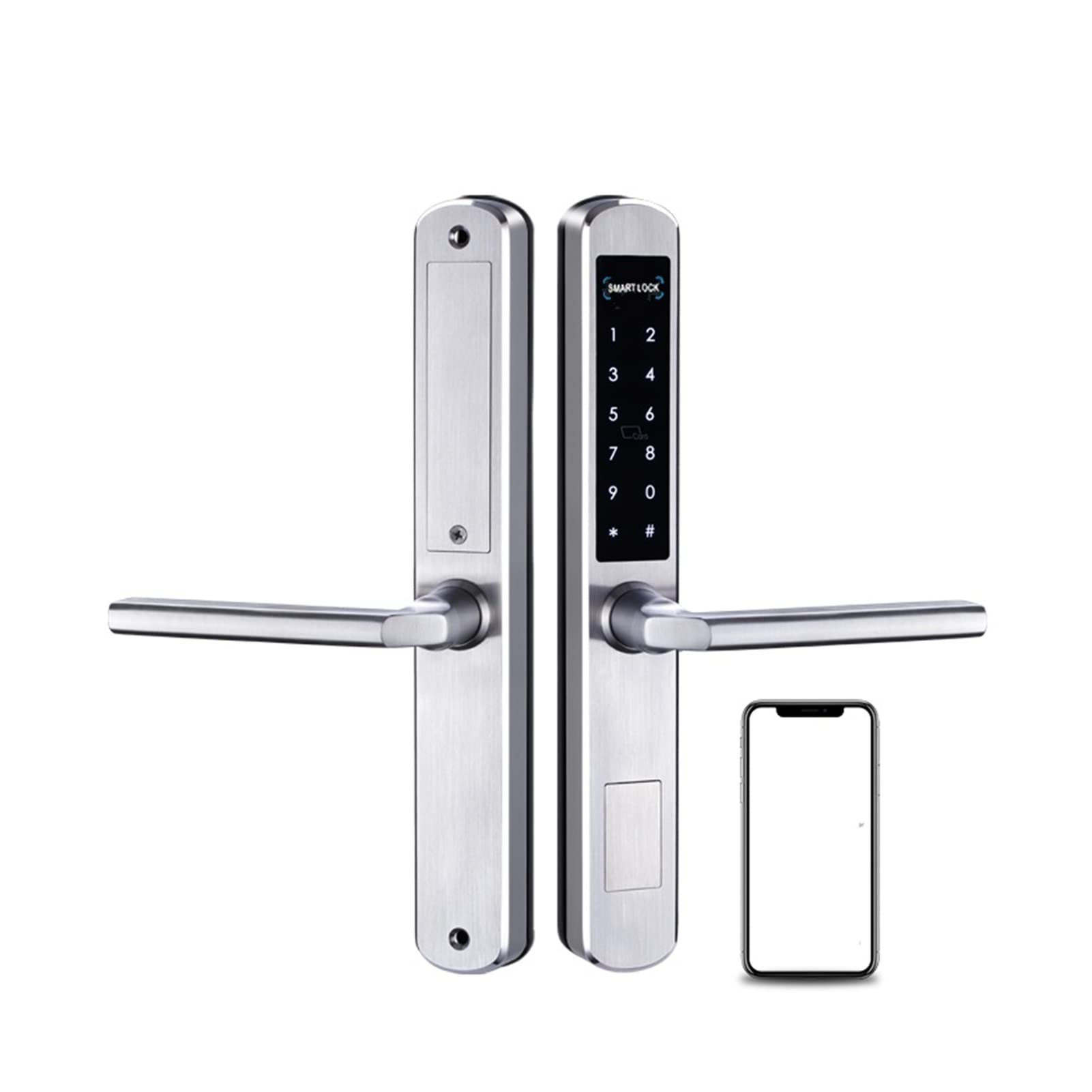 Lock App intelligent Serrure coulissante WIFI Verrouillage électronique Bluetooth Digital App Code du clavier Rfid Carte sans clé(6085 silver)