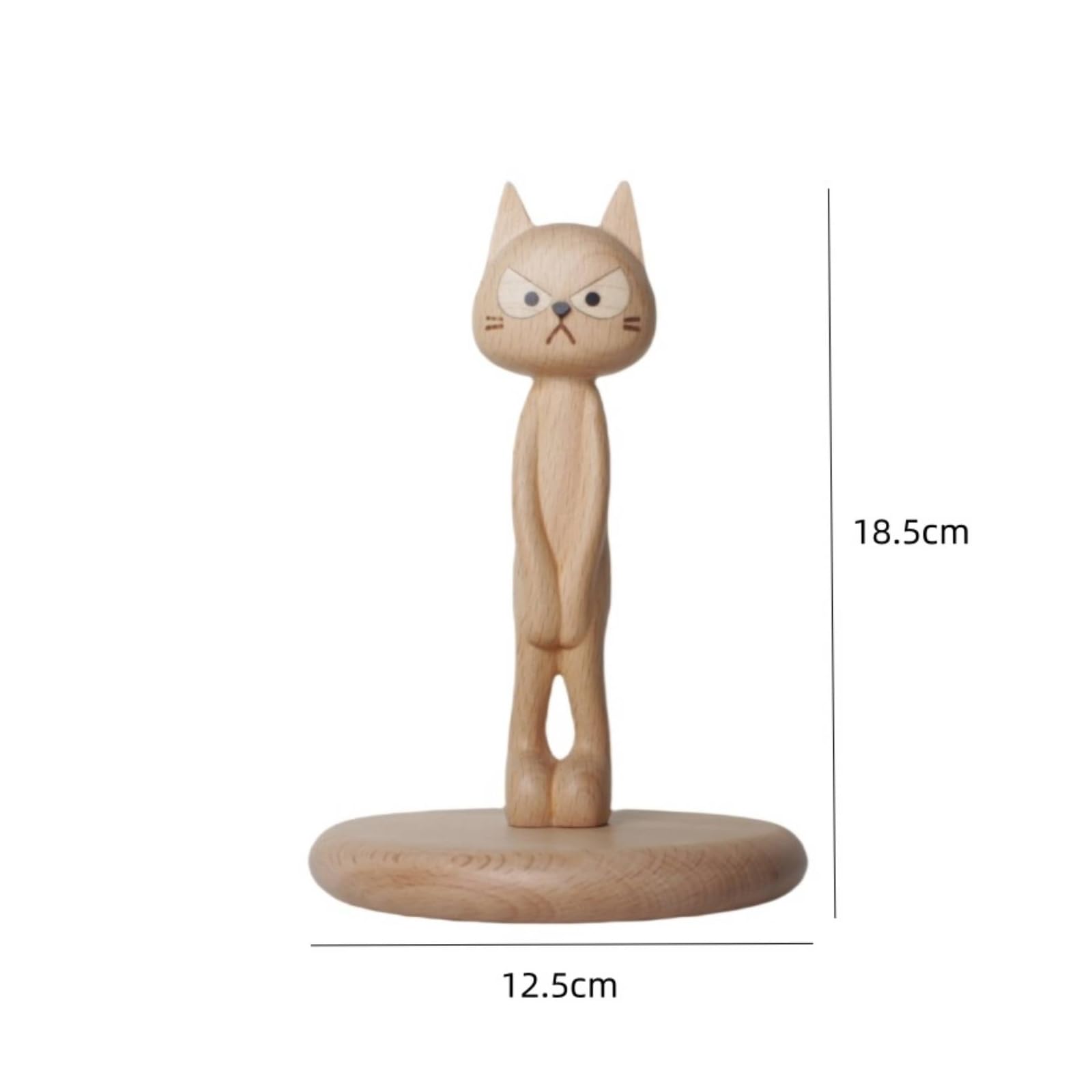Katzen Küchenrollenhalter Küchenpapierhalter Serviettenhalter Papiertuchhalter aus Dunklem Walnussholz mit Dekorativer Tierfigur Und Stabiler Basis, Buchenholz Schüchterne Katze