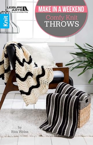 LEISURE ARTS Comfy Knit Throws - Adult Knitting Kit for Throws - Modern Style - Medium Size - All Seasons - False