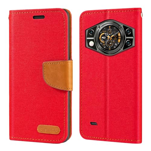 Shantime for Cubot Kingkong AX Case, Oxford Leather Wallet Case with Soft TPU Back Cover Magnet Flip Case for Cubot Kingkong AX (6.58”) Red