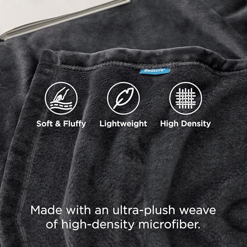 Image of Bedsure GentleSoft Fleece Bed Blankets Full Size Charcoal - Soft Lightweight Plush Fuzzy Cozy Luxury Blanket Microfiber, 84x90 inches