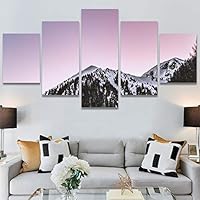 SIGNWIN 5 Panel Canvas Wall Art Coastal Multicolor Photography Relax/Calm Romantics Sunset for Home Decorations Ready to Hang - 60