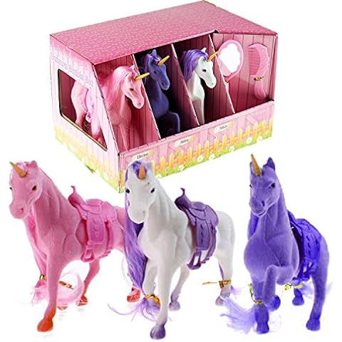 Set of 3 Flocked Unicorn Play Figures Cover