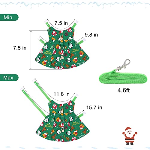 Image of Adjustable Christmas Rabbit Harness and Leash Set, Small Animal Christmas Costume Bunny Clothes Santa Snowman Pattern Outfit for Ferret Guinea Pig Rabbit Bunny Hamster(Green /M)