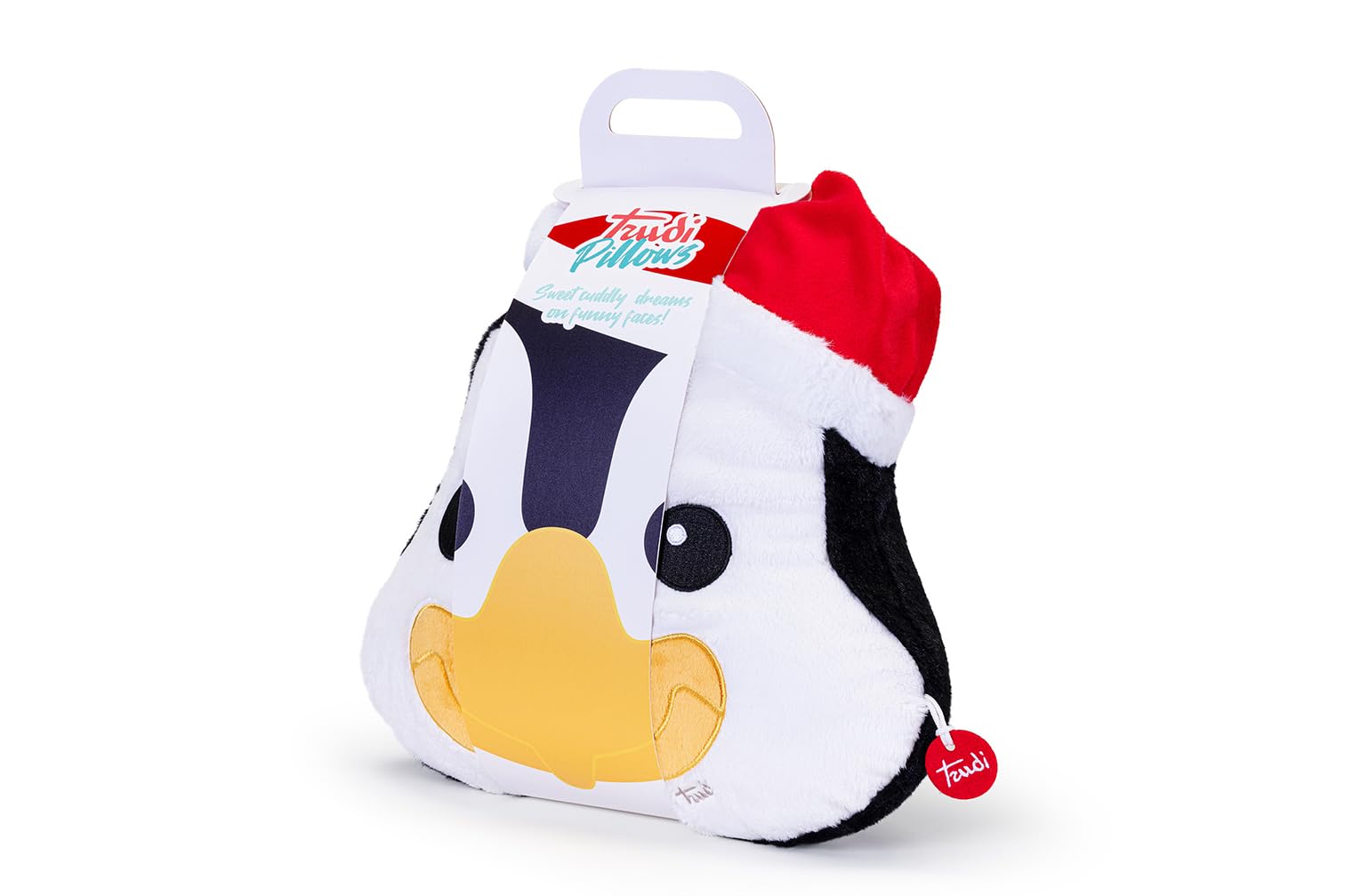Trudi Cuscino Pinguino Xmas cuscini di peluche da arredo decorativi animali, regalo di compleanno | 38x36x9cm taglia M | Pillows | modello 28098