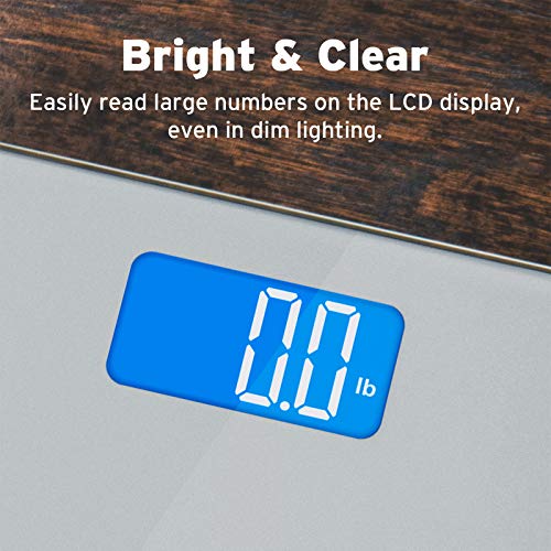 Etekcity Digital Body Weight Bathroom Scale with Body Tape Measure and Round Corner Design, Large Blue LCD Backlight Display, High Precision Measurements, 400 Pounds