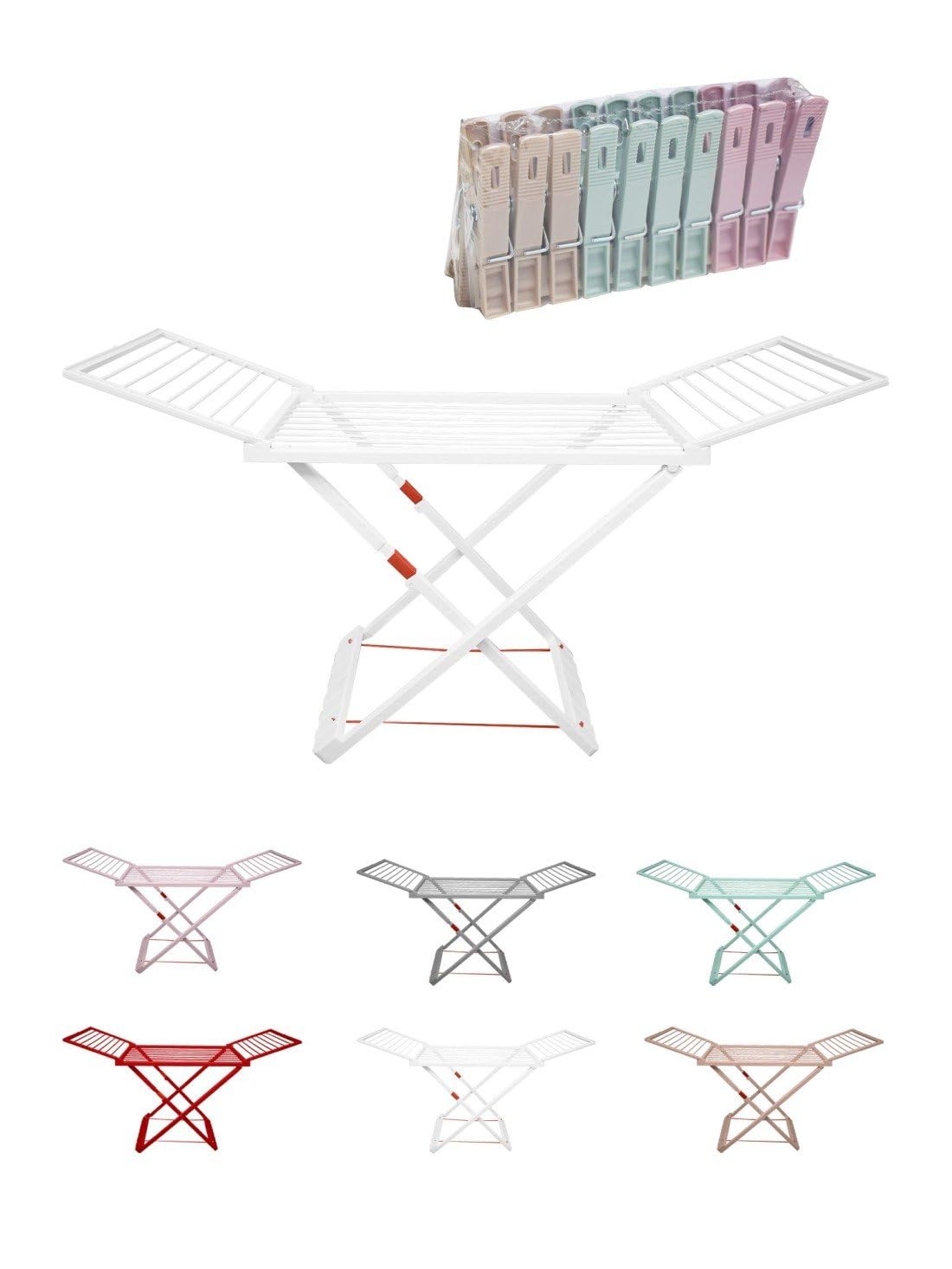 Jardin202 - Tendedero Plegable de Resina Incluye 20 Pinzas – Tendal Abatible Balcón para Interior y Exterior | Plegable (Blanco)