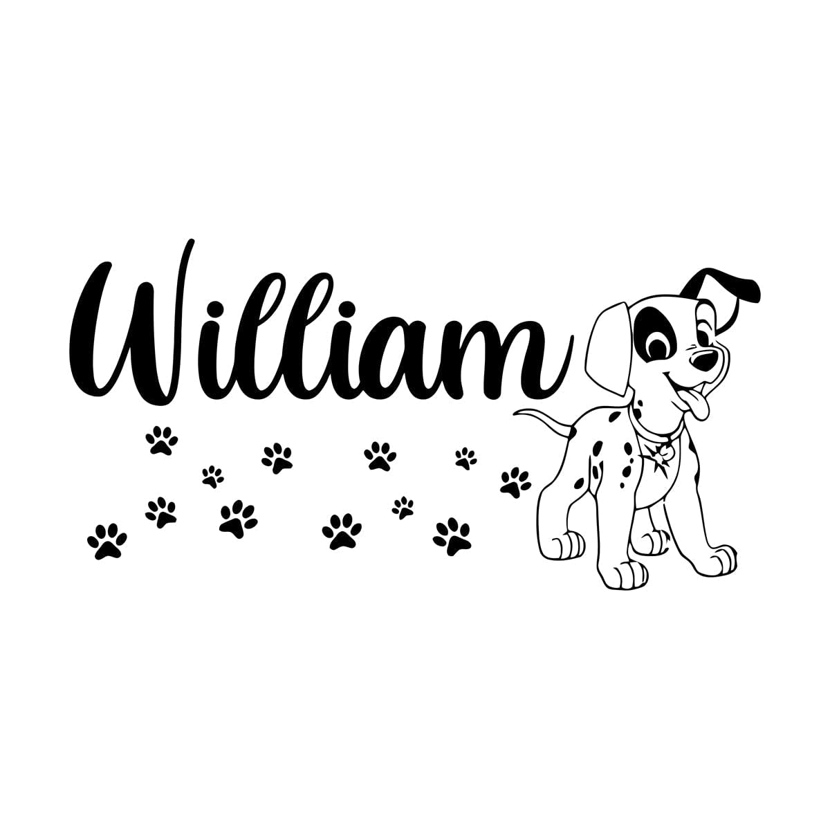 Lzhouting Wall Stickers 0352 Personalized Name Wall Sticker Custom Name Vinyl Decal 101 Dalmatians Puppy Dog Wall Decals For Kids Bedroom Decor Mural Small - 29X57cm