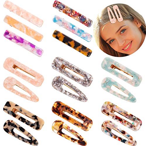 18 Pieces Acrylic Resin Hair Clips Alligator Hair Barrettes Marble Pattern Hair Pins Geometric Alligator Clips Crocodile Leopard Print Hair Duckbill Clips for Women Girls Hair Accessories