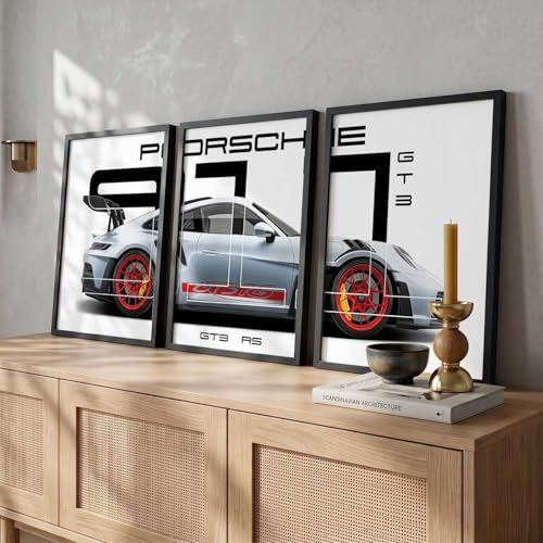 Image of kotart Big Sports Car Framed Posters Gift Items for Boys Room Wall Decoration Bedroom Living Room Office Studio Decor | Car Poster Frame for Wall Decor Set Of 3 Size (19 X 25 inch)