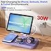 30W Tablet Wireless Charger for Samsung, Foldable Android Charging Station with Clock Display with 7-Color Light, Wireless Watch Charger for S25, Only Compatible Samsung Watch,Galaxy Buds3 Pro(Purple