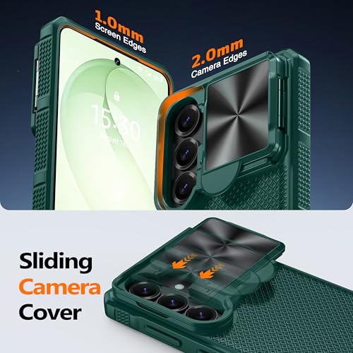 Image of Magnetic for Samsung Galaxy S26 Case,[Slide Camera Cover][Kickstand][Compatible with Magsafe][Military Grade Protection] Shockproof Rugged Case for Galaxy S26, Green
