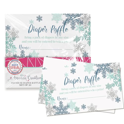 Billets de tombola couche baby shower garçon flocon de neige bleu et argenté Amanda Creation x50