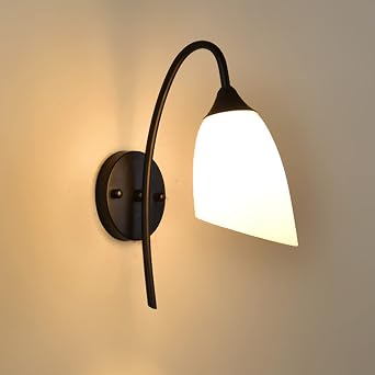 iKenta Modern Black Swing Wall Lamp with 3 Color Temperature LED Bulb 12W Glass Lamp Wall Mounted Lights Home Decoration Bedside Lamp Wall Sconce Light for Restaurant Living Room Bathroom Coffee Shop