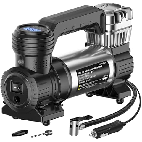Avid Power 12V DC Portable Air Compressor, 30L/M Fast Inflation, Auto Tire Inflator with Pressure Gauge, Air Pump for Car Tires & Many inflatables Cover