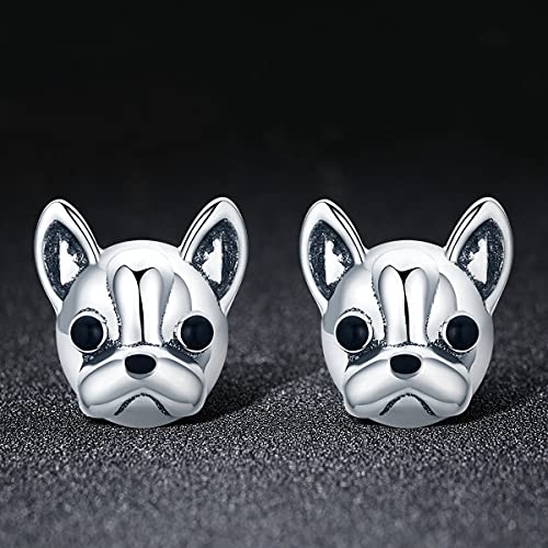 French Bulldog Cute Dog Sterling Silver Stud Earrings For Women Girls Sensitive Ears Nice Gifts #TOP4