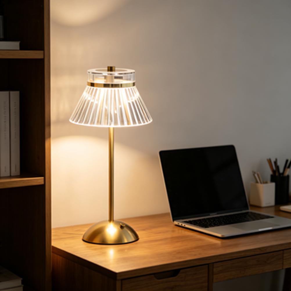 AoLa Tischlampe Kabellos Gold Akku Tischleuchte Dimmbar LED Touch Lampe USB Aufladbar Batterie Nachttischlampe Ohne Kabel 3000K-6000K Tragbar Nachtlicht für Wohnzimmer Schlafzimmer BüRo
