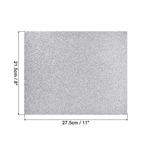 Hojas de espuma EVA con purpurina plateada de 2 mm para manualidades, 12 unidades de 11x8 pulgadas 3