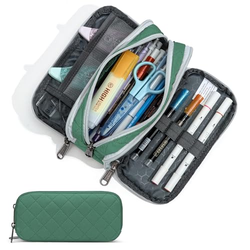 Image of Della Gao Large Pencil Case, Big Capacity Pencil Pouch with 3 Compartments, Office Pencil Bag with Zipper, Big Pen Case for Adults (01-3ALLG)