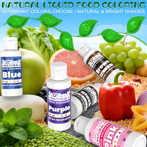 Image of Brown Natural Food Coloring - 50ml Plant Based Food Dye, No FD&C & Artificial Dyes, Gluten-Free, Food-Grade, Vibrant Liquid Colors for Icing, Baking, Cake Decorating, Frosting, Fondant, Slime - 1.69 Fl.Oz Bottles