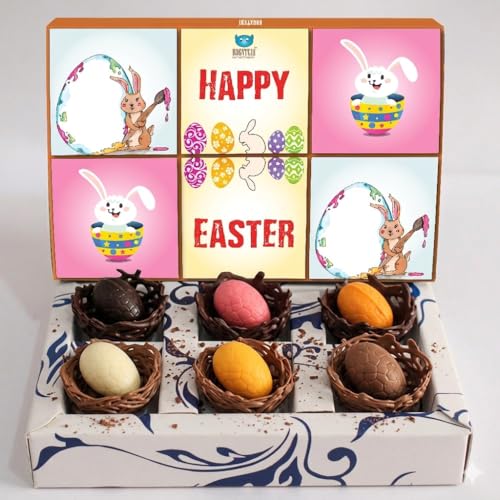 Image of BOGATCHI Chocolate Easter Eggs with Almond Filling 80g | Assorted Flavours Dark, Milk, White, Mango, Orange & Strawberry | Premium Festive Gift Chocolates | Colorful Festive Eggs | Bunny Theme Packaging, Perfect for Gifting Kids, Parties & Hampers