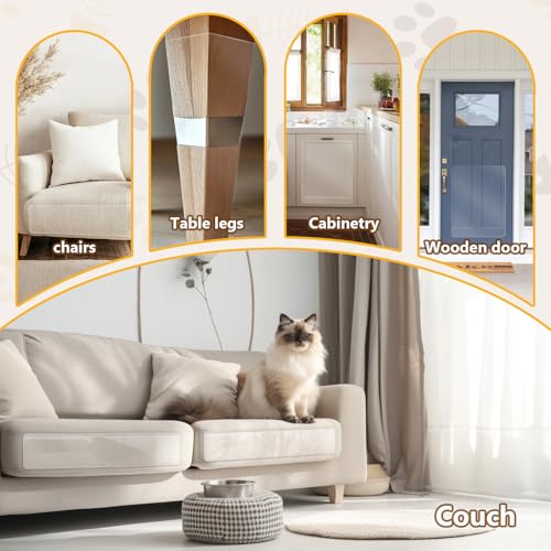 Kratzfolie Katze Selbstklebend, 8 Stück Kratzschutz Selbstklebend Tape Transparent – Katzen Kratzschutz für Sofa, Möbel, Tür und Wand, Anti Kratz Folie für Katzen, Sofaschutz und Couchschutz