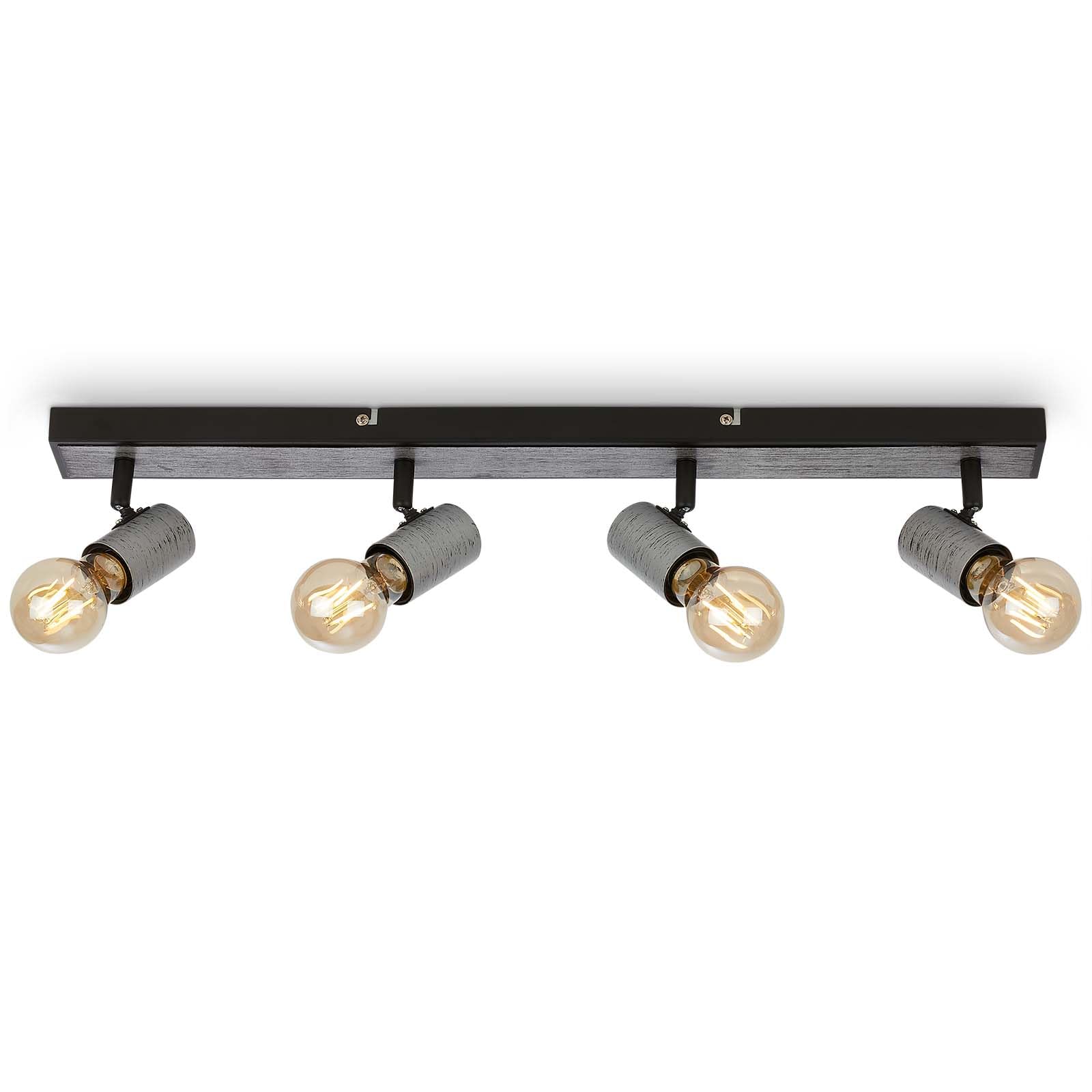 BRILONER Leuchten Ceiling Spotlight, Swivelling Ceiling Light, 4X E27 Socket, Silver-Crafted, 630 x 50 x 110 mm