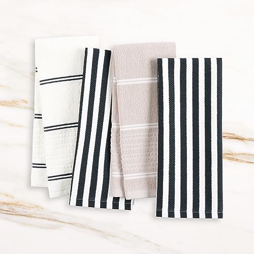Kate-Spade-New-York-Botanical-Stripe-Kitchen-Towels-4-Pack-Set-Absorbent-100-Cotton-BlackBeige-17×28 Kate Spade New York Botanical Stripe Kitchen Towels 4 Pack Set Absorbent 100 Cotton BlackBeige 17×28