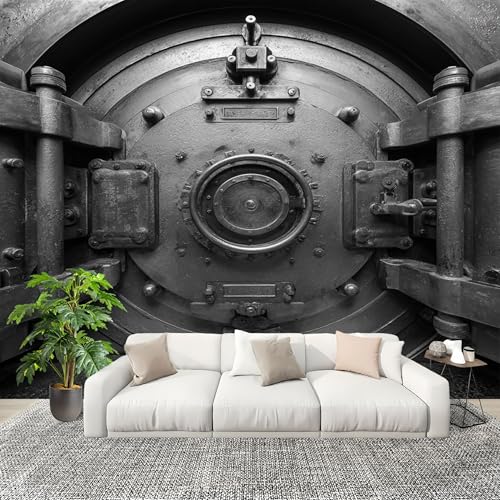 Genérico Decoración del hogar Fotomural 400x280cm Elementos Retro Y MetáLicos Papel Pintado Panorámico ExtraíBle Para Despegar Y Pegar Plata Para salón Dormitorios,Comedores HD Papel Tapiz