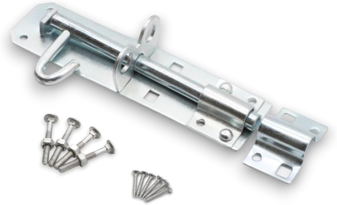 Garden Mile Brenton Bolt Lock 6"/150mm – Heavy Duty Zinc Plated Sliding Door Bolt, Weatherproof Gate Latch for Shed, Garage & Wooden Doors, Silver