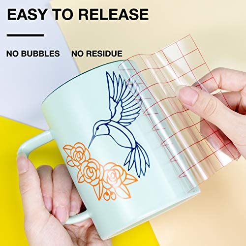 Image of HTVRONT Transfer Tape for Vinyl, 5.5 inch x 50 FT, Red Alignment Grid