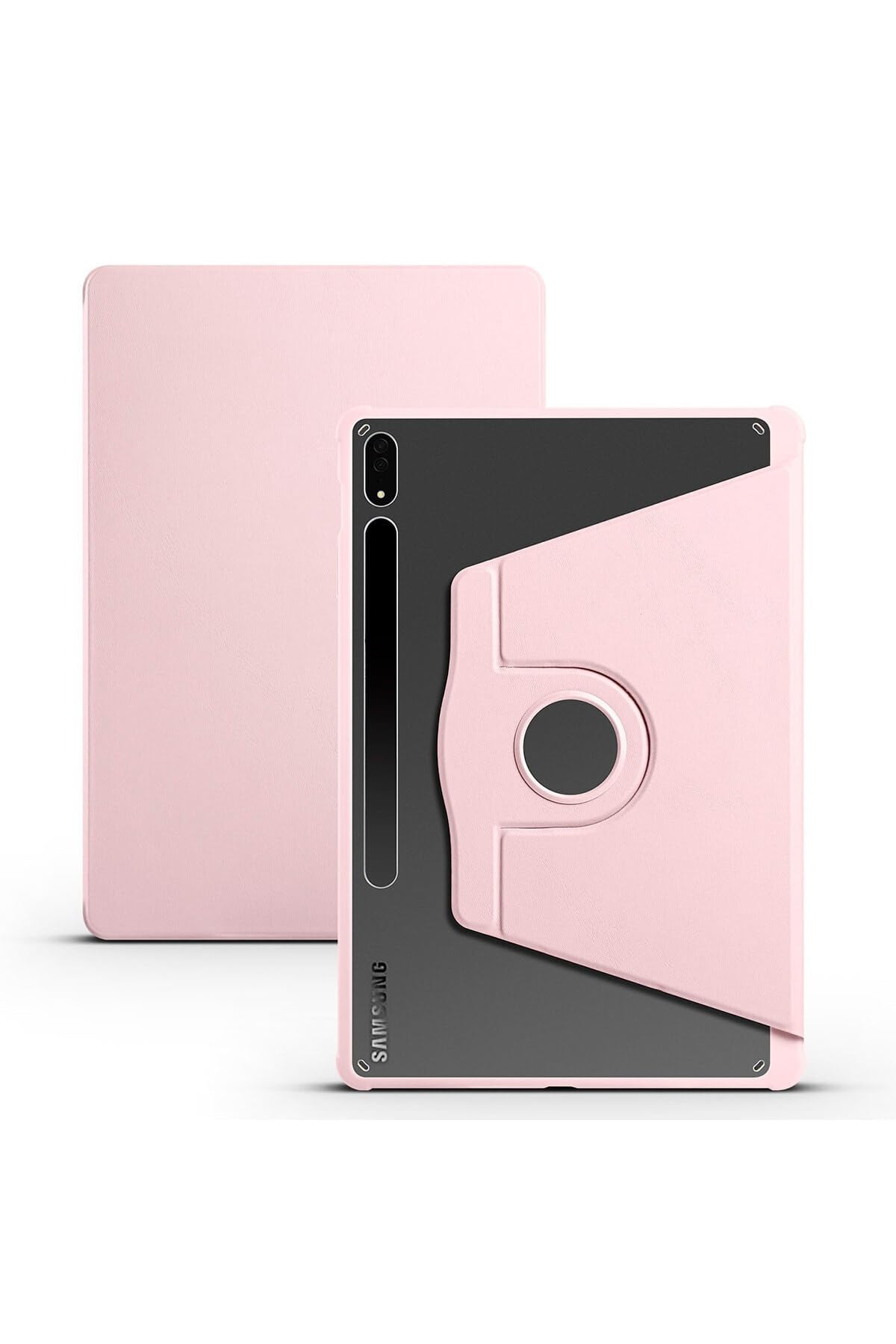 CONSTRAIN - Galaxy Tab S8 Plus SM-X800 ile Uyumlu Kılıf Kalemlikli Dönebilen Standlı Kalem Şarj Bölmeli Kapak - Pembe