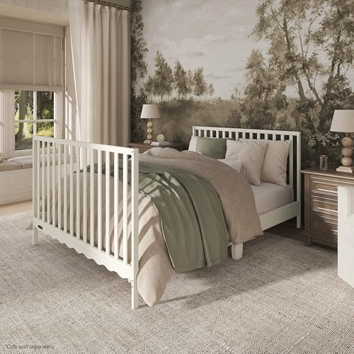 Image of Dream On Me Universal Crib to Full Size Bed Conversion Kit, Solid Wood Bed Rails for Select Convertible Cribs, Strong & Stable Support, Cannoli Cream