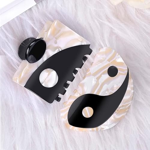 Zzxllro 2Pcs Yin Yang Hair Clips, Black White Punk Claw Clip Holder, Non Slip Retro Hair Jewelry Accessories For Girl Women #TOP1
