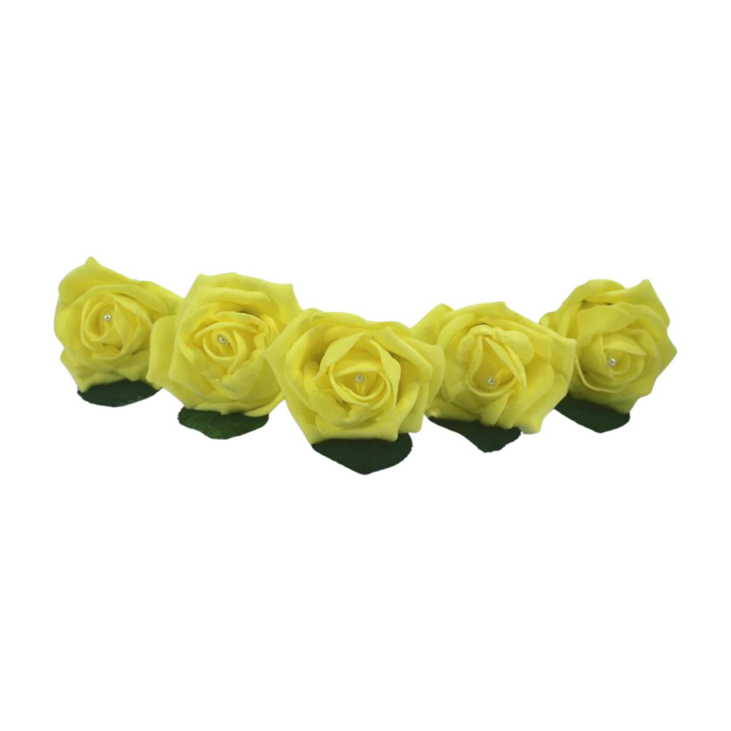 Shimmer-hj 20 Light Yellow Rose Buttonholes, Boutonniere, Corsage with Pearl centre, handmade artificial flowers - Perfect for Bride, Groom, Bridesmaid & Guests โ image 1