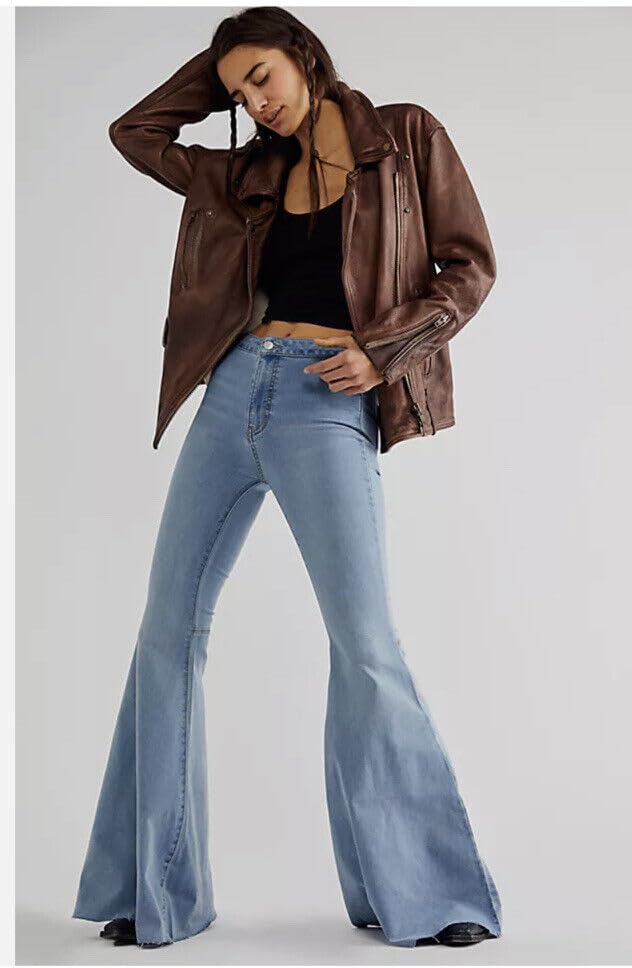 Free People Just Float On Flare Bell Bottom Jeans in Bermondsey Blue Size 262