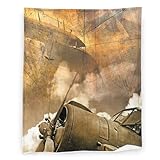 Retro Airplane Throw Blanket - Vintage Aircraft Military War Map - Super Soft Microfiber Flannel, Lightweight Bedding Throw for Couch, Sofa - Gifts for Women Girls Boys - Warm and Cozy 50' x 60'