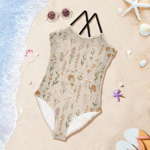 Spring Flower Girls One Piece Swimsuits Summer Quick Dry Beach Bathing Suit3