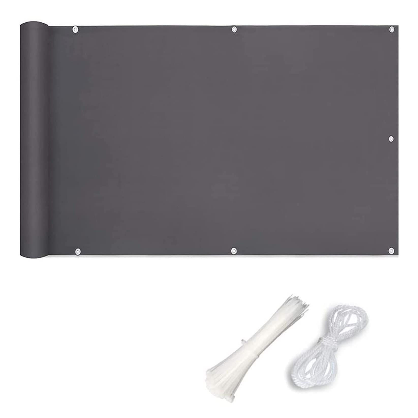 GJZQDKX Dark Grey 0.8 x 7m Weatherproof Reinforced Slats with Eyelets & Nylon Cable Ties for Balcony Patio and Fence Privacy Cover