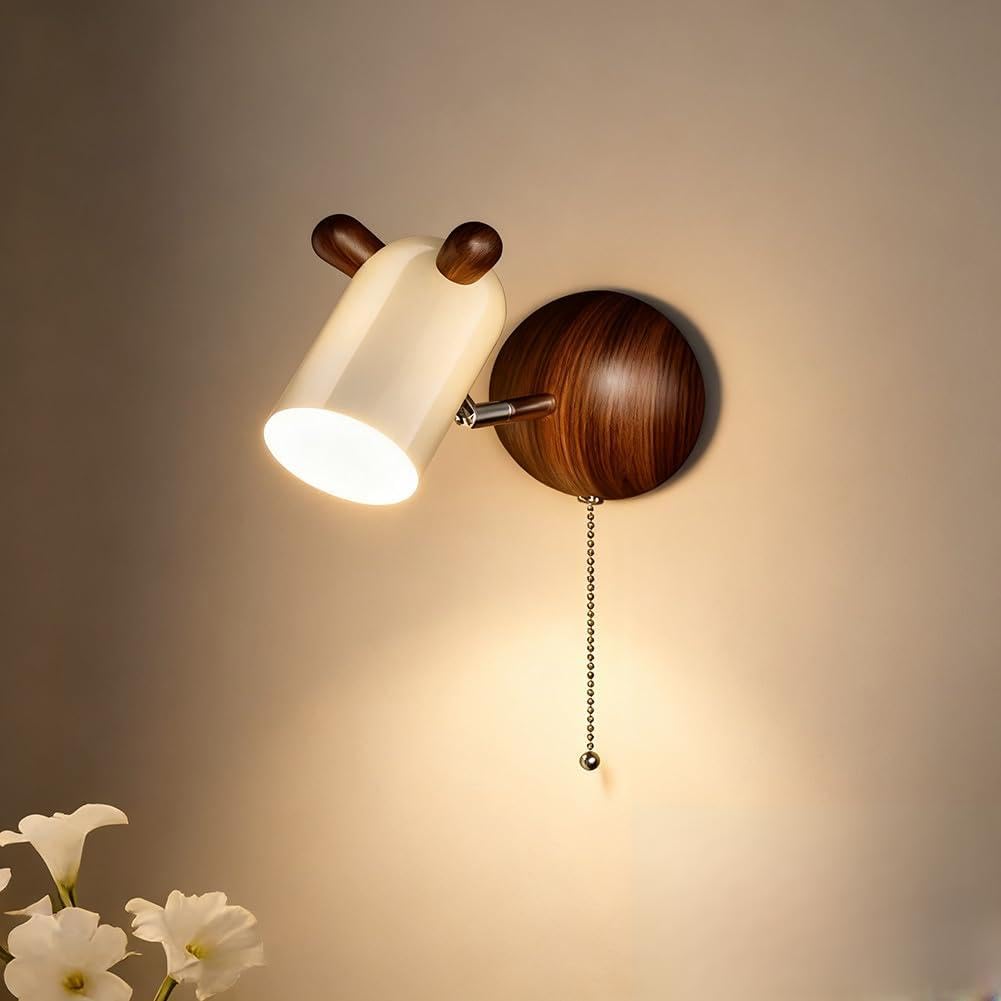 Lámpara LED Ajustable Lámpara para Habitación Infantil Luz Giratoria Decoración de Ciervo Luz de Pared con Interruptor Animales de Dibujos Animados Luminaria Infantil Aplique Giratorio Luminaria