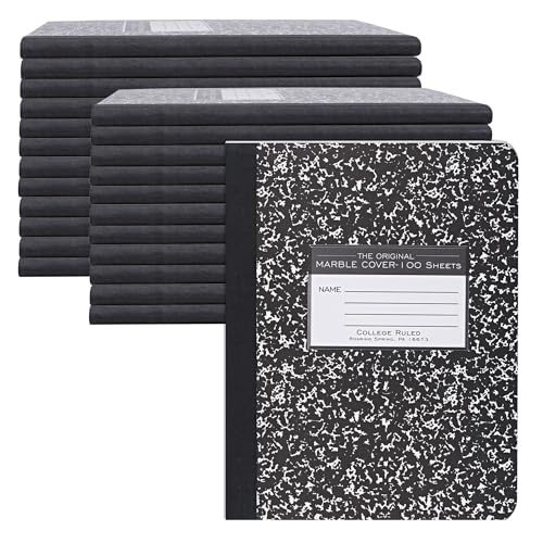 ROARING SPRING Hard Cover Composition Notebook, 24 Pack, Black Marble