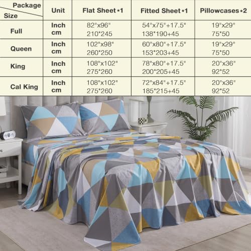 Image of Color-Block Geometric Percale Sheets Queen Size, Deep Pocket, 4Pcs
