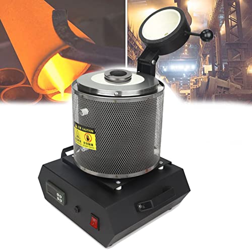 Fornace di fusione elettrica automatica, fornace di fusione dorato con protezione a rete 1150 ℃ /2102 ℉ Furna di fusione digitale Casting per raffinare metalli preziosi in alluminio ,Black-2kg