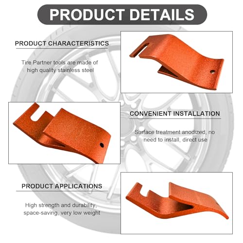 Image of KVAEY Motorcycle Tire Bead Installation Holder Hook, Off-Road Tire Removal Install Assistance Tool, Universal Wheel Tire Changing Tool for Dirt Bike, Motorcycle Accessories (Orange)