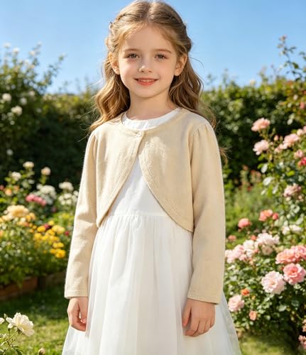 Image of 2Pcs Girls' Knit Toddler Cardigan Cotton Soft Button Closure Bolero Shrug Shawl Shirt Sweater
