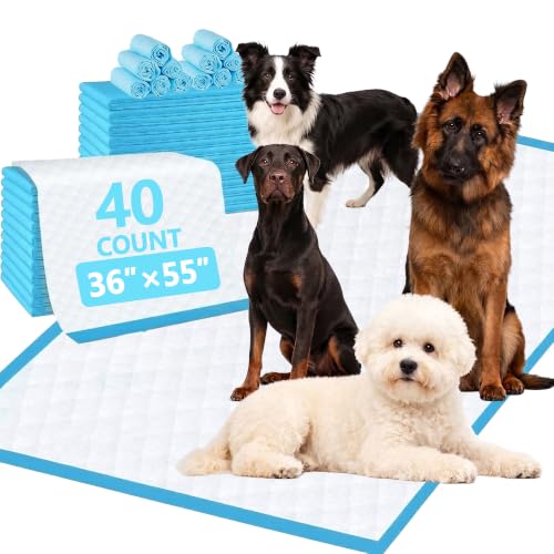 Image of XXXXL Puppy Pee Pads for Dogs 36 inchx55 inch 40 Count, Extra Large Dog Pee Pads, Super Absorbent & Leak-Proof Disposable Potty Pads, Thicken Puppy Training Pads for Dogs, Cats and Rabbits